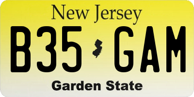 NJ license plate B35GAM