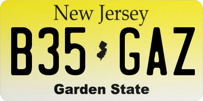 NJ license plate B35GAZ
