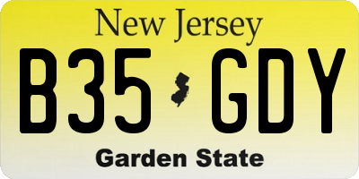 NJ license plate B35GDY