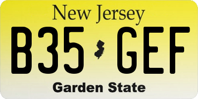 NJ license plate B35GEF
