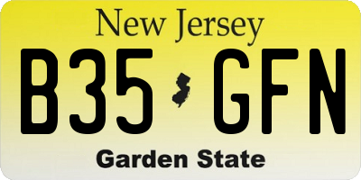 NJ license plate B35GFN