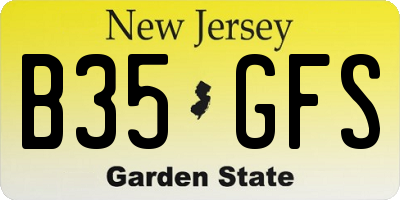 NJ license plate B35GFS