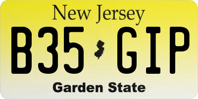 NJ license plate B35GIP