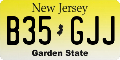 NJ license plate B35GJJ