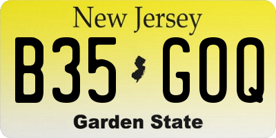 NJ license plate B35GOQ