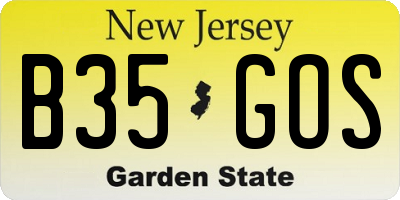 NJ license plate B35GOS