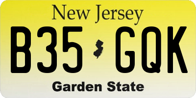 NJ license plate B35GQK