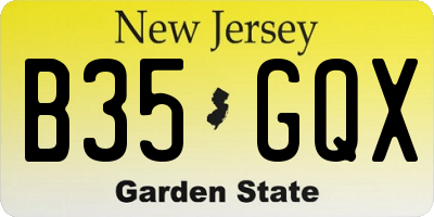 NJ license plate B35GQX