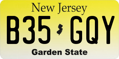 NJ license plate B35GQY