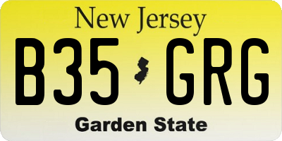NJ license plate B35GRG