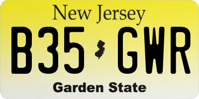 NJ license plate B35GWR