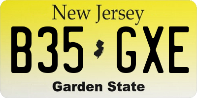 NJ license plate B35GXE