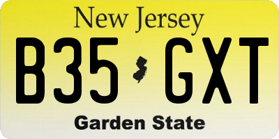 NJ license plate B35GXT