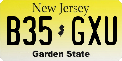 NJ license plate B35GXU