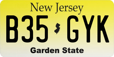 NJ license plate B35GYK