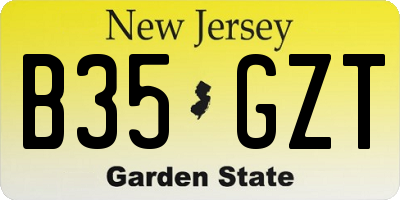 NJ license plate B35GZT