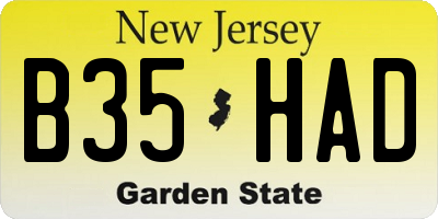 NJ license plate B35HAD