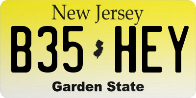 NJ license plate B35HEY