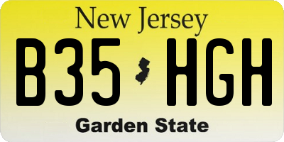 NJ license plate B35HGH