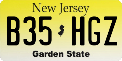 NJ license plate B35HGZ