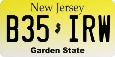 NJ license plate B35IRW