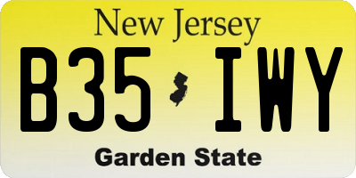 NJ license plate B35IWY