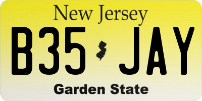 NJ license plate B35JAY