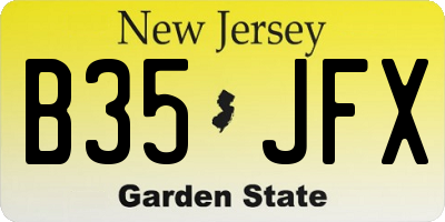 NJ license plate B35JFX