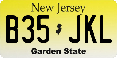 NJ license plate B35JKL