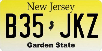 NJ license plate B35JKZ
