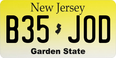 NJ license plate B35JOD