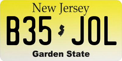 NJ license plate B35JOL