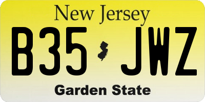 NJ license plate B35JWZ