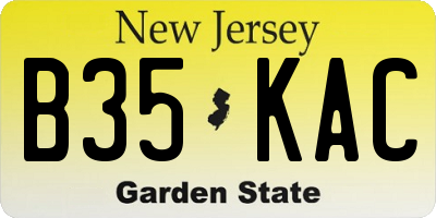 NJ license plate B35KAC