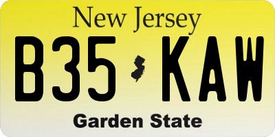 NJ license plate B35KAW