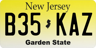 NJ license plate B35KAZ
