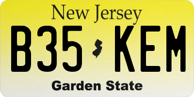 NJ license plate B35KEM
