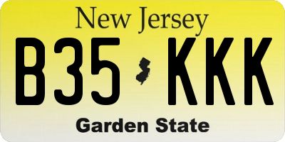 NJ license plate B35KKK