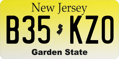 NJ license plate B35KZO