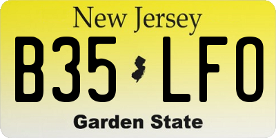 NJ license plate B35LFO