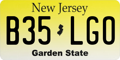 NJ license plate B35LGO