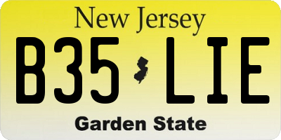 NJ license plate B35LIE