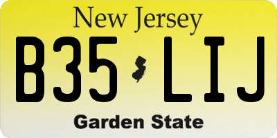 NJ license plate B35LIJ