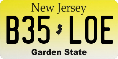 NJ license plate B35LOE