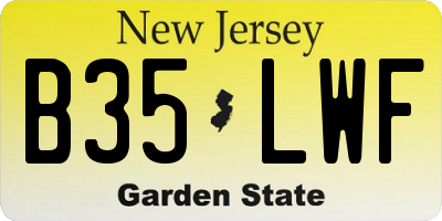 NJ license plate B35LWF
