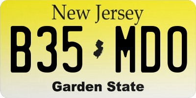 NJ license plate B35MDO