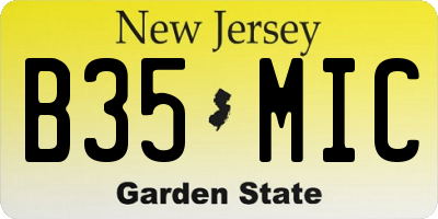 NJ license plate B35MIC