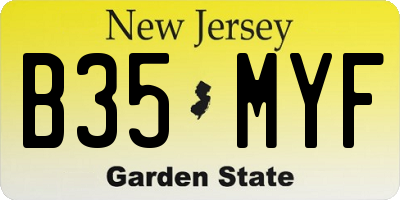 NJ license plate B35MYF