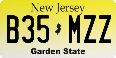 NJ license plate B35MZZ