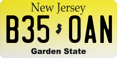 NJ license plate B35OAN